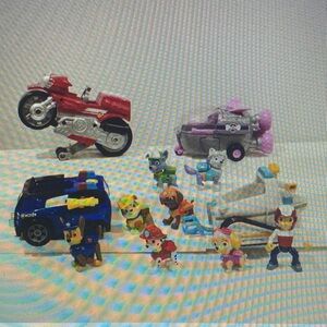 Paw Patrol Action Figure Set - Red, Blue, Purple
